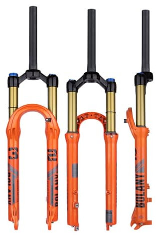 BSFHQS 27,5/29 Zoll Mountainbikes Federgabel Federweg 100mm 1-1/8 Gerade Fahrrad Luftgabel Scheibenbremse Fahrrad Vorderradgabel XC/AM 9 * 100mm QR(Orange-Manual,29)