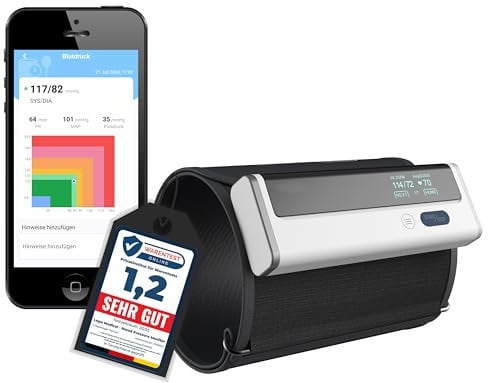 TIGA-MED Armfit Plus Oberarm-Blutdruckmessgerät | mit Bluetooth | mit optionaler EKG-Diagnostik | Kabelloser Herzgesundheitsmonitor | Kostenlose App für iOS und Android (ohne EKG-Diagnostik)