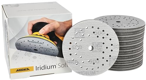 Mirka Schleifscheiben Iridium Soft Ø 125 mm P500 Klett Multifit 20 Stück | Schaumbasiertes Schleifmittel für präzises Finish und Klarlackschliff ideal für Hand- und Maschinenschliff