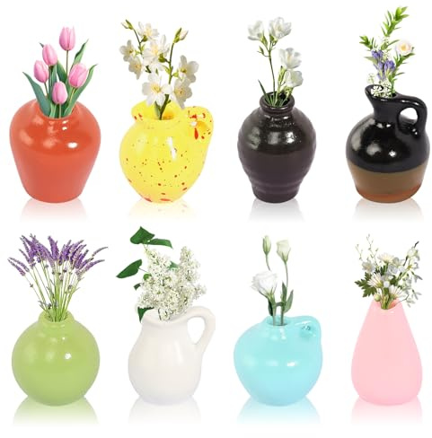 Mini Vase Magnet 8 Stück Mini Vasen Magnete Kühlschrank 3D Magnet Vase Cute Lustige Kühlschrankmagnete für Familie Küche und Büro Dekoration