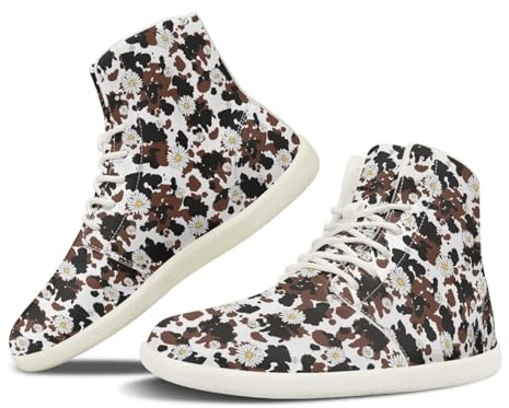 NETILGEN Breiter High-Top-Barfuß-Sneaker für Damen mit Knöchelstütze und Zero-Drop-Sohle, Lauf- und Joggingschuhe für draußen