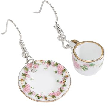 Boucles d'oreilles en forme de tasse de thé, boucles d'oreilles vintage gothiques en porcelaine bleue et blanche, boucles d'oreilles pendantes en céramique, style palais, idée cadeau créative, bijoux