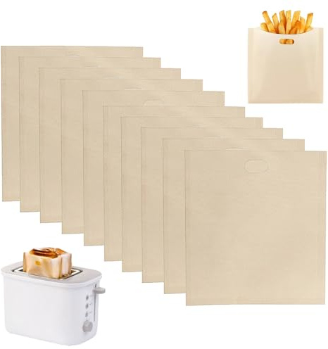 Non-Stick Toaster Bags, 10PCS Reusable Toaster Bag, 19×17cm