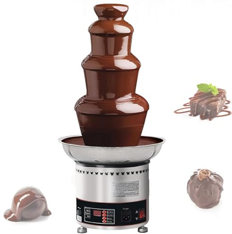 Stainless Steel Chocolate Fountain Machine for Parties with Digital Display, 12 Hours Continuous Operation, Suitable for Melting Cheese, Queso, Candy, and Liqueur, 6 Tiers