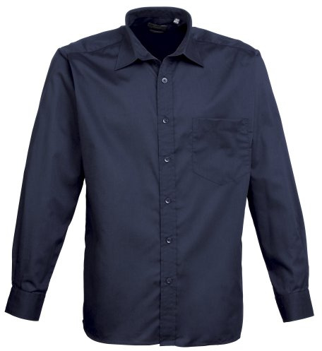 Premier Mens Poplin Long-Sleeved Formal Shirt (20) (Navy)