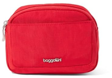 Baggallini Women's Pocket Cosmetic - Lightweight Bag - Travel Essentials Makeup Organizer Small, Scarlet, S