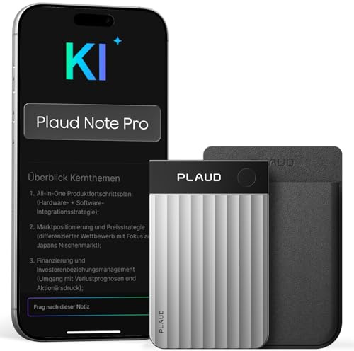 Plaud Note Pro Enregistreur Vocal IA Dictaphone avec Transcription Argent | Résumé IA Saisie multimodale Jusqu’à 50h d’Enregistrement Teams Conçu pour Conférences Réunions Appels Étui Inclus
