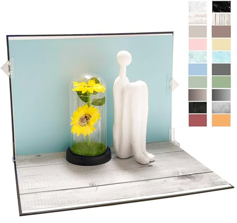 Fotografie Hintergrund Boards Set, 40x30cm Foto Hintergrund Set mit 10 Stück Doppelseitigem Hintergrundpapier, 20 Muster Produktfoto von Lebensmittel, Schmuck, Kosmetik, Make-up, Mini-Artikel