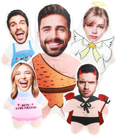 Noonedibs Individuelle Gesichtspuppe – einzigartige Formen, personalisierte Mini-Puppe, individuelles Stofftier, Cartoon-Fotokissen