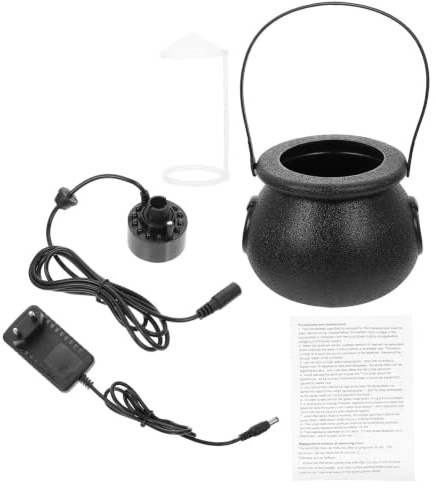WRITWAA Nebelmaschine Schwarz aus Kunststoff mit LED Licht Halloween Automatischer Wassersensor und Abschaltung für Gruselige Party und Karnevaldeko