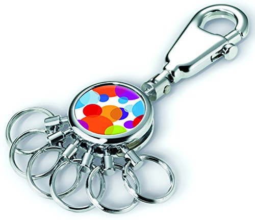 TROIKA PATENT Colour Bubbles SCHLÜSSELHALTER – #KYR01-A047 – rund, glänzend – Schlüsselanhänger - Karabinerhaken – 6 aushakbare Ringe - Schlüsselorganisation – bunt – TROIKA-Original