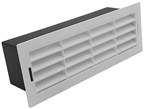 Kair 204mm x 60mm Airbrick with Surround - White | Comes as 2 parts, The fascia grille can be removed and replaced if required