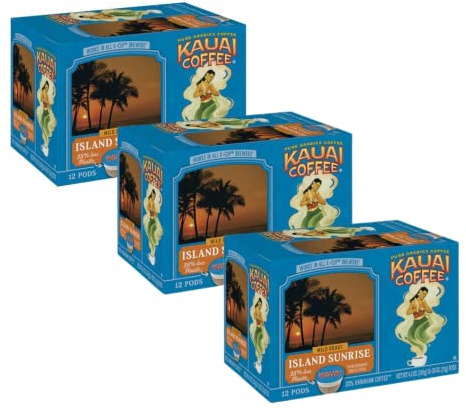 Kauai Coffee Island Sunrise Mild Roast, Single Serve Cups, 36 Count
