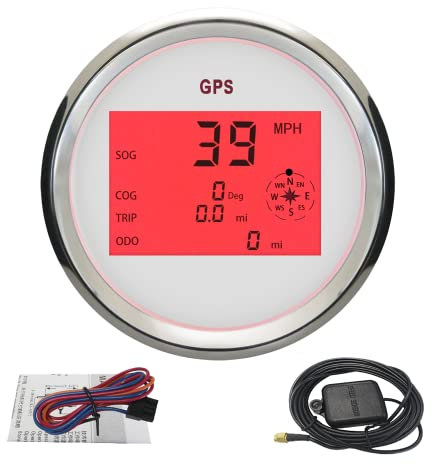 ELING Wasserdichter digitaler Tachometer, GPS-Kilometerzähler, Tripmeter, Chrom, Tacho-Messgerät für Auto, Motorrad, LKW, Fahrrad, Boot, 12 V, 24 Volt