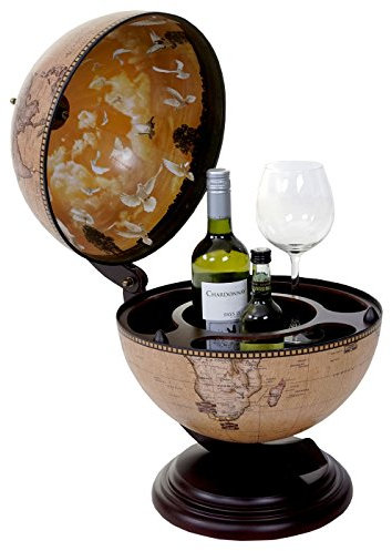 Globus Tischbar HWC-T873, Minibar Tischbar, Weltkugel für 3 Flaschen MVG-Zertifiziert