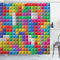 ABAKUHAUS Retro Duschvorhang, Bunte Blöcke Kunst, Stoffliches Gewebe Badezimmerdekorationsset mit Haken, 175 x 200 cm, Mehrfarbig