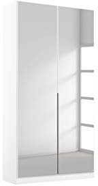 Rauch Möbel Alabama Schrank Kleiderschrank Drehtürenschrank Weiß mit Spiegel 2-türig inklusive Zubehörpaket Basic 1 Kleiderstange, 2 Einlegeböden BxHxT 91x229x54 cm