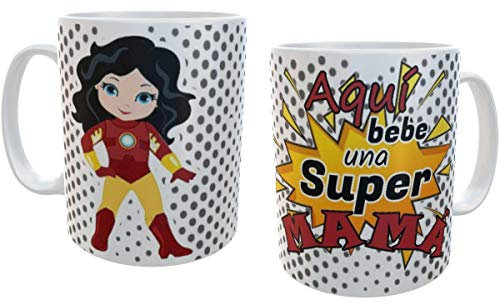 SAQUITOMAGICO Taza Aqui Bebe una Super mamá!!!! (ironwoman)