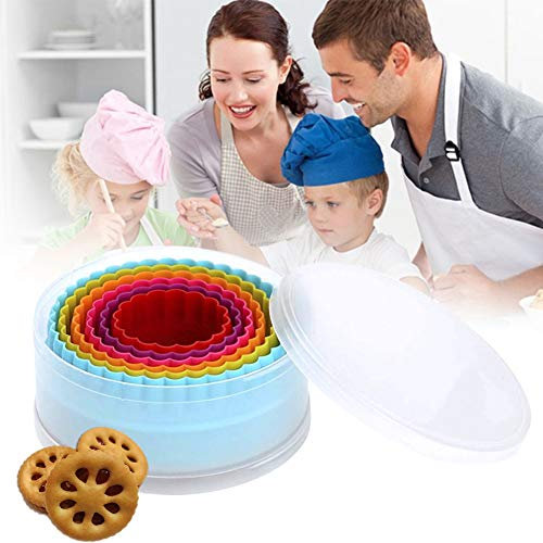 6Pcs Cookie Cutter Set Plastic Cookie Cutters Double Sided Plain/Crinkle Round Cookie Cutters Baking Tools Kitchen Gadgets