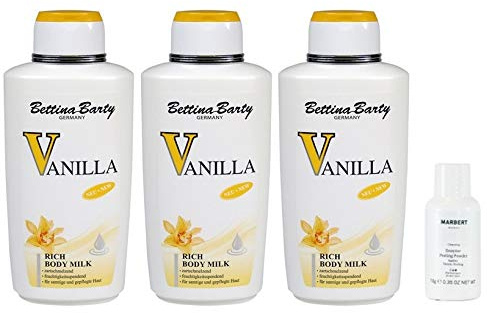Bettina Barty Vanilla Rich Body Milk 3 x 500 ml + Marbert Enzyme Peeling Puder 10 g Gratis…