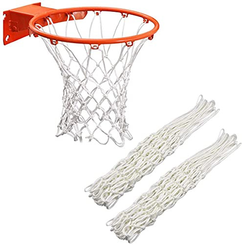 Xchmtech -Basketballnetz, robust, passend für Standard 12 Schlaufen, für drinnen und draußen, Fitnessgeräte, Weiß, 2 Stück