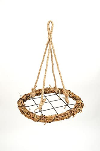 NaDeco Rattan-Kranz zum Hängen mit Metallgitter, in 35, 55 und 75 cm erhältlich | Hängekranz mit Metall | Weidenkranz zum Hängen mit Metallgitter | Kranz mit Gitter | Gitter-Kranz, Größe:Ø 35 cm