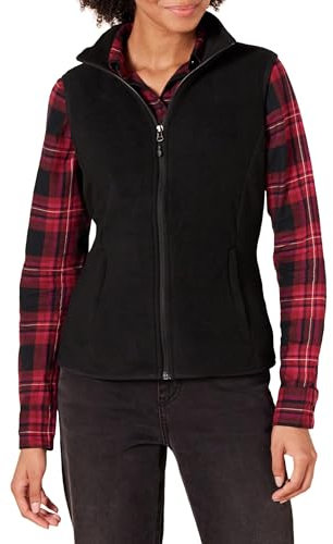 Amazon Essentials Gilet in Morbido Pile Senza Maniche dalla vestibilità Classica (Disponibile in Taglie Forti) Donna, Nero, L