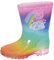 Peppa Pig Illuminare Rainbow Wellington Stivali Ragazze Glitter Stivali Bambini Lampeggianti Luci Scarpe Da Neve, Arcobaleno, 25 EU