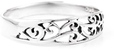 Windalf Schmaler Elfen Ring ANICIA 5 mm Feenhafte Ornamentik Vintage Midi-Ring Mittelalter Silberring 925 Sterlingsilber (Sterlingsilber, 18.5)