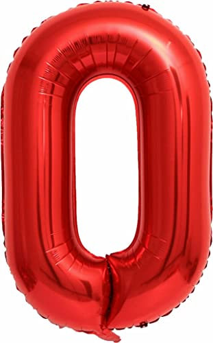 Rote Folienballons Zahl 0 bis 9 als Deko für Geburtstag und Party | 80cm groß | Kinder Zahlen Kindergeburtstag Partydeko Rot Red Liebe Folienballon Ballon Luftballon, Edition: 0. Geburtstag