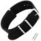 Cobee Uhrenarmband aus Nylon, Armbänder für Männer und Frauen Ersatz Militärarmband mit 4 Ringen Armband Uhrenarmbänder Schwarze Uhrenarmbänder mit silberner Metallschnalle (22mm, Schwarz)