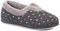 Pavers Ladies Wide Fit Polka Dot Slippers in Dark Grey with Memory Foam and Anti-Odour Treatment Women Fluffy Inner Lining Shoes - Size UK 9/EU 42