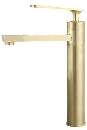 Klobvtt Waschbeckenarmatur aus Messing, Einhandarmaturen aus gebürstetem Gold mit hohem/kurzem Körper, Waschtischarmatur für heißes und kaltes Wasser, drehbare Einlochmischer-Toilettenarmaturen