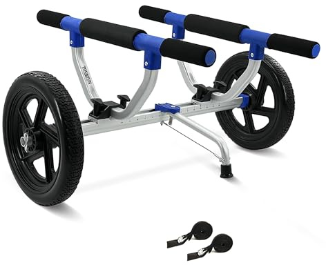 TOURFUN Kayak Cart, Heavy Duty Kayak Dolly Platform Width Adjustable with 10” No-Flat Airless Tires for Haul Large Heavy Kayaks, Canoes & SUP