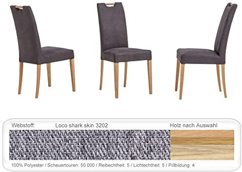 6X eleganter Polsterstuhl Silvana hochwertiger Stuhl Esszimmerstuhl Massivholzstuhl Küchenstuhl Verschiedene Varianten, Holzart:Eiche Sonoma lackiert, Bezugstoff:Loco Shark Skin