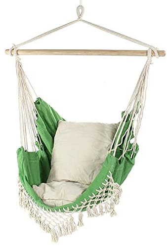 OLAMASA Hängestuhl Hängesessel Hängeseil Schaukel Schaukelstuhl Sitzauflage Drehsessel Stütze aus Holz für Innen Außen Home Schlafzimmer Patio Deck Yard Garden (B)