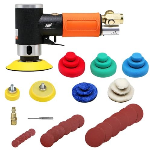 WorkPad Mini Auto Poliermaschine, Druckluft Polierer, WP 25mm 50mm 76mm Exzenter Schleifer Winkelschleifer - Leicht, einfach zu bedienen, komplett mit Zubehör - Ideal für Automechaniker.