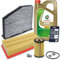 BESTPRICE Inspektionspaket Filterset mit 1x Ölfilter; 1x Luftfilter; 1x Innenraumfilter (Aktivkohle); 1x Ölablassschraube + Dichtring; 1x Ölwechselanhänger; 1x Motoröl 5W-30 FST TITANIUM LONGLIFE 5 l