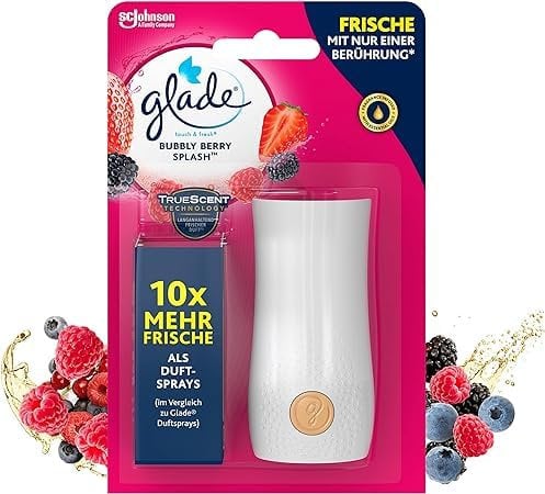 Glade Touch & Fresh (Brise One Touch) Halter inkl. Nachfüller, Bubbly Berry Splash, Lufterfrischer WC Minispray, 10 ml