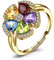 JewelryPalace 2.6ct Ringe Frauen Echt Edelstein Blautopas Amethyst Citrin Granat Peridot, Ring mit Stein Schmuck Set, Ring Blume Offen Verstellbarer 925 Silber, Silberringe Damen 925 Vergoldet