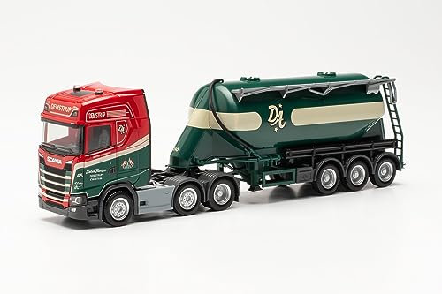 herpa 316293 LKW Modell Scania CS 20 HD Eutersilo-Sattelzug Preben Hansen, Miniatur im Maßstab 1:87, Sammlerstück, Made in Germany, Kunststoff Miniaturmodell