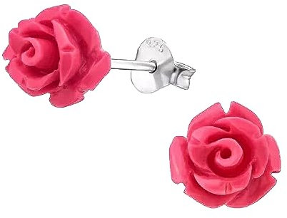 Pink Rose Earrings 925 Sterling Silver