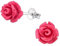 Pink Rose Earrings 925 Sterling Silver