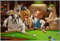 Tier Leinwand Poster Abstrakt Lustige Tier Hund Spielen Billard Leinwand Wand Kunst Bild Drucke Geeignet Für Schlafzimmer Wohnzimmer Dekorative Malerei Anfräßet (grüner,40 * 60CM)