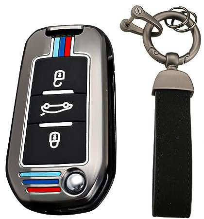 KUNIO Coque de clé de voiture Convient pour Opel Crossland X Zafira Corsa F Grandland Convient pour Pe-ugeot 5008 208 308 Convient pour Citroën C3 C4 Cactu Protection de clé Boîtier en métal