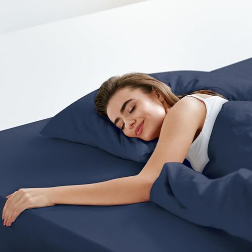 LuxClub Spannbettlaken 180x200cm, 100% Jersey Baumwolle bettwäsche mit 30cm Matratzenhöhe Weich und Knitterfrei Bettlaken Navy