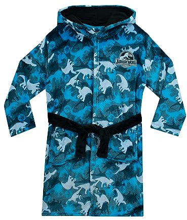 Jurassic World Bademantel | Dinosaur Bademantel Kinder | Dino Kinder Morgenmantel | Blau 116