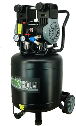 TRUTZHOLM Brushless Silent Flüsterkompressor stehend innenbeschichtet 1500W / 50 Liter silent leise 62dB Druckluft, Kompressor, ölfrei, 8 bar, Ansaugleistung 256 L/Min inkl. Zubehör
