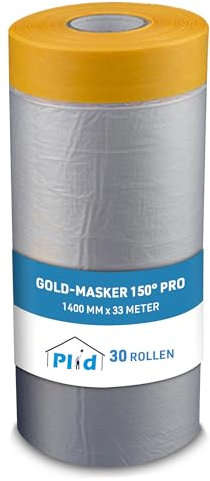 Plid Gold-Masker 150° Pro, Tape, Klebeband, Malerband, Abdeckband, Acrylatkleber, UV- Resistent, Rückstandsfrei entfernbar, Scharfe Farbkanten, Für Innen und Außen geeignet (30, 1400)