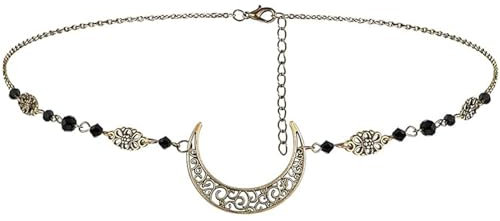 Kopfschmuck,Mittelalter Accessoires Damen,Boho Mond Kopfkette,Gothic Accessoires Headpiece, Boho Kopfkette Anpassbare Accessoires für Frauen, Brauthochzeit Oder Freizeitveranstaltungen